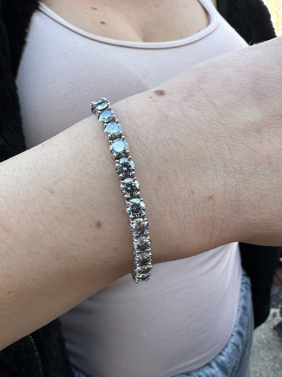 Thumbnail: Moissanite Tennis Bracelet  925 Sterling Silver  Wedding Bracelets