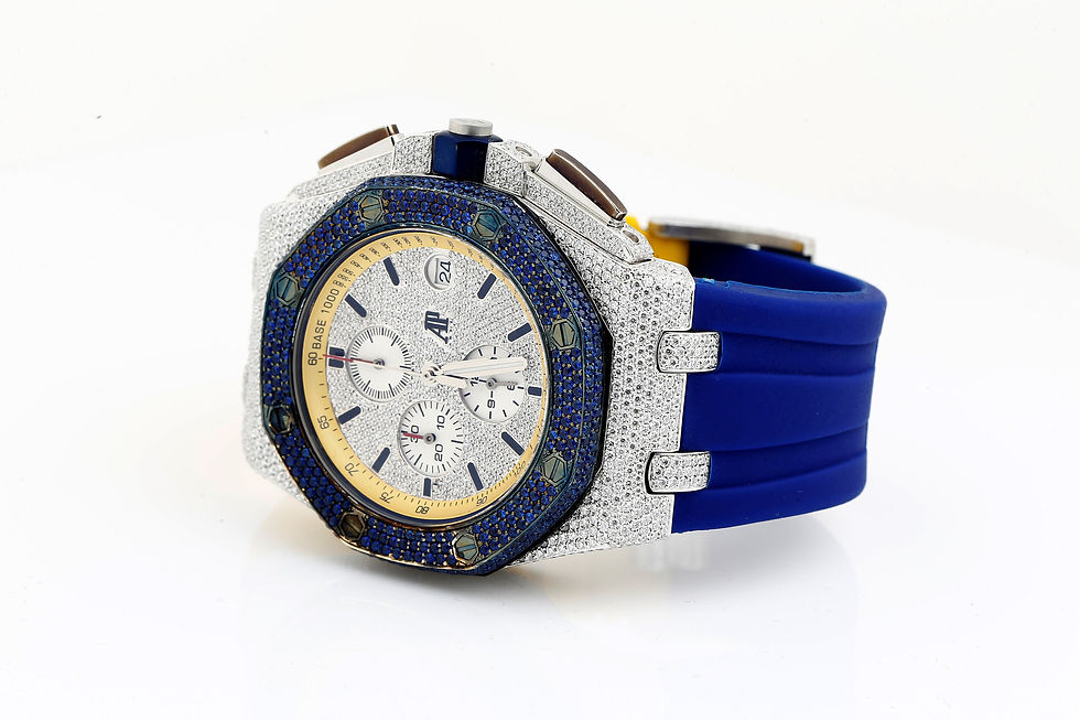 Thumbnail: moissanite AP watch two tone rubber strap