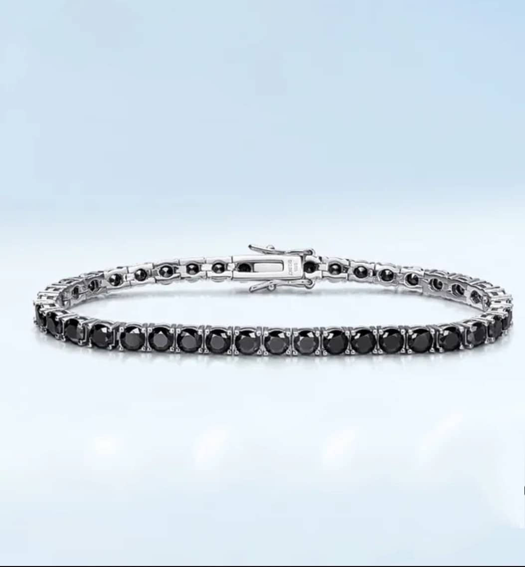 Black Moissanite Tennis Bracelet  925 Sterling Silver  Wedding Bracelets
