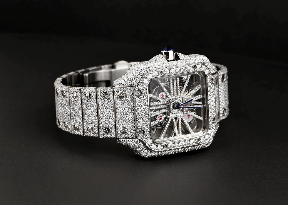 Thumbnail: Cartier Skeleton moissanite diamond watch