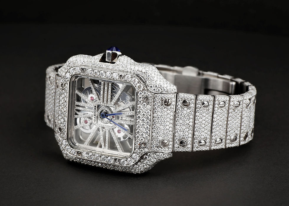 Thumbnail: Cartier Skeleton moissanite diamond watch