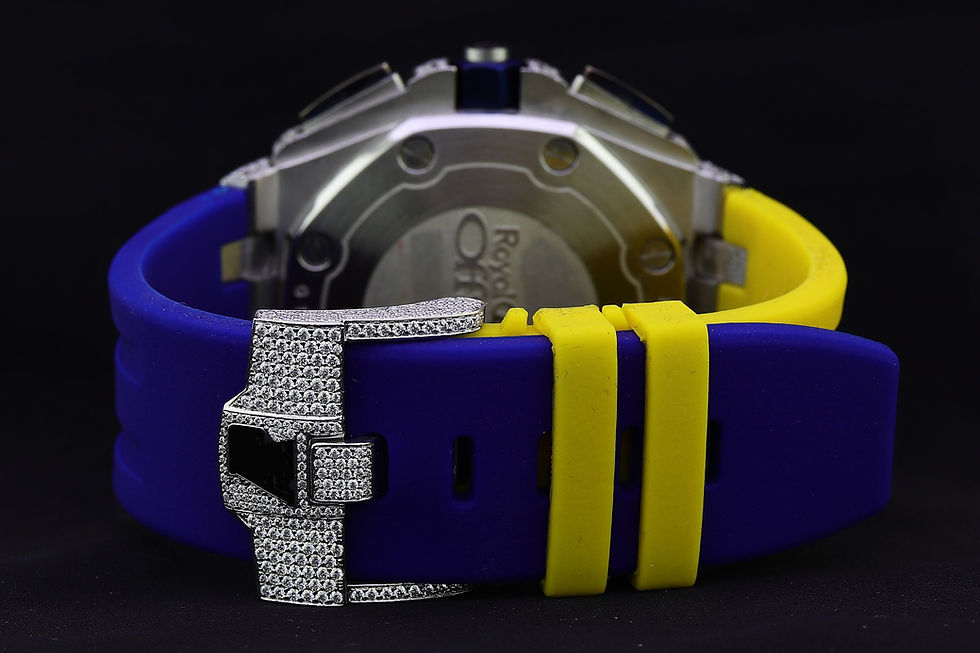 Thumbnail: Side view iced out moissanite watch on wrist