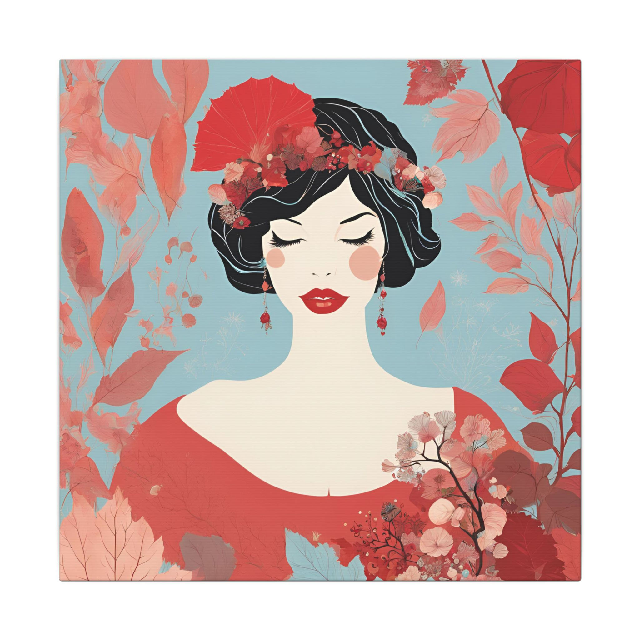 Elegant Floral Art Canvas Print, Wall Decor, Gift for Her, Modern Floral Artwork