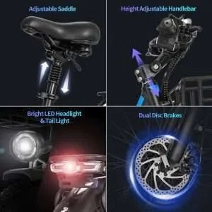 Thumbnail: Ridstar MN-26 Electric Bike 1500W Motor 48V 20AH Battery Unfoldable Fat Tire  