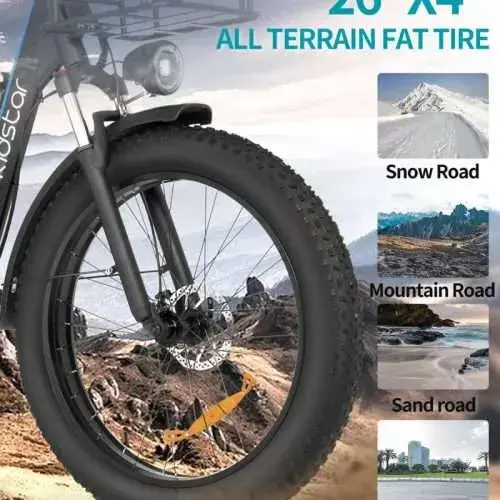 Thumbnail: Ridstar MN-26 Electric Bike 1500W Motor 48V 20AH Battery Unfoldable Fat Tire  