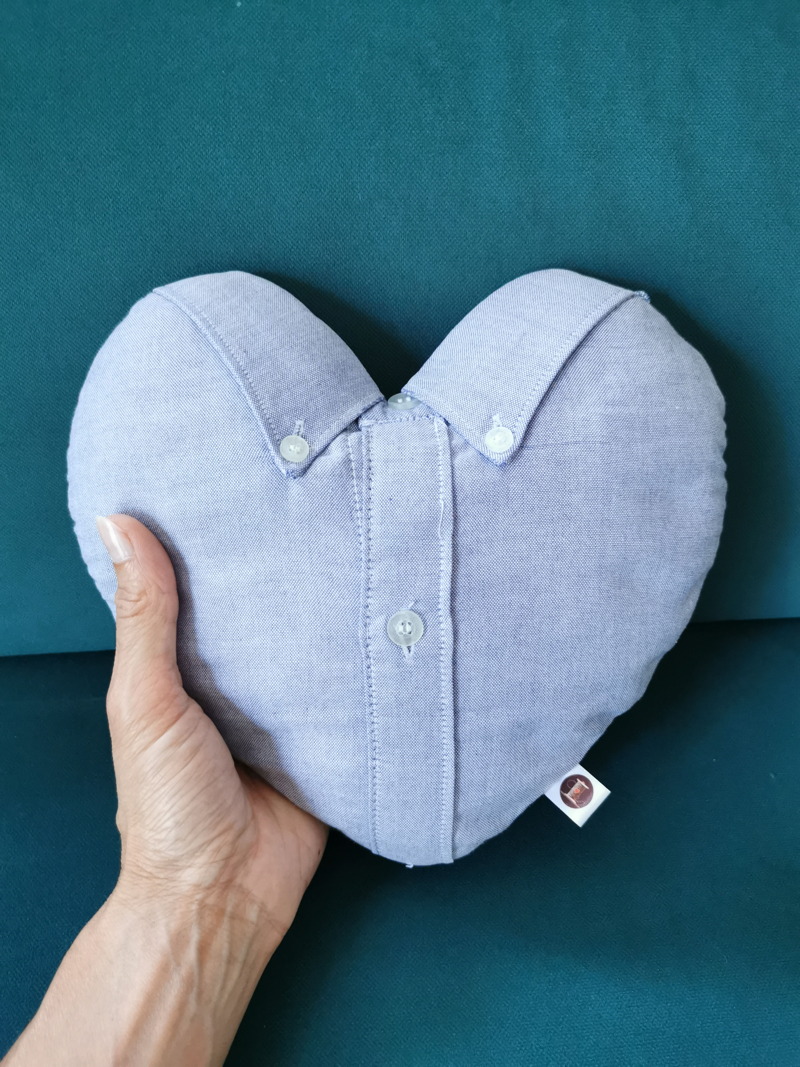 Coussin cœur - modèle "Chemise"