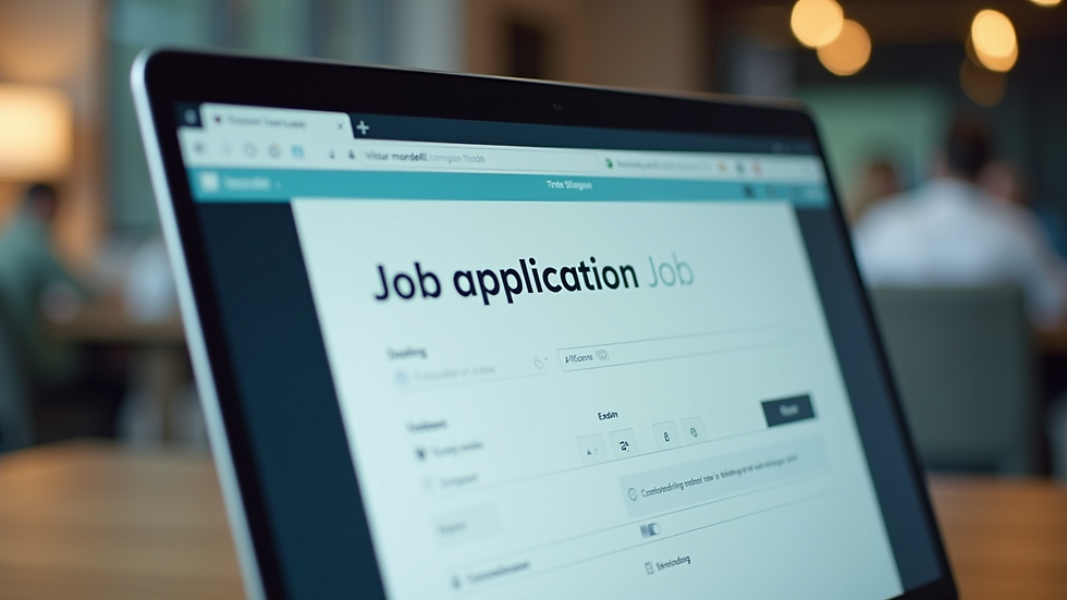 Close-up view of a laptop screen showing a job application form