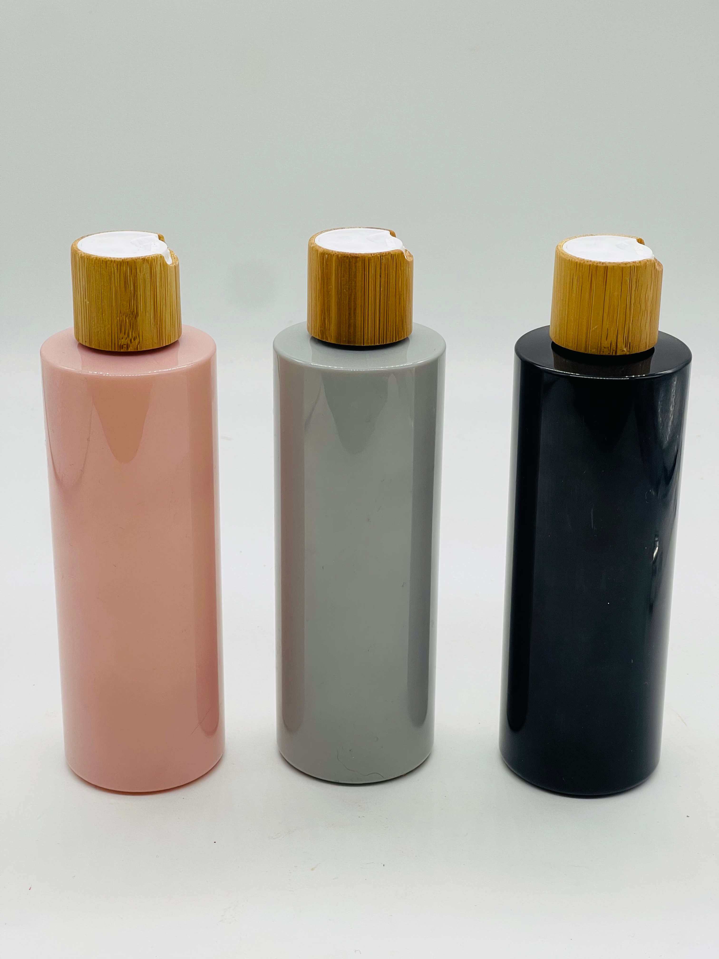 250ml Tubular Bamboo / White Disc Top Cosmetic Bottles