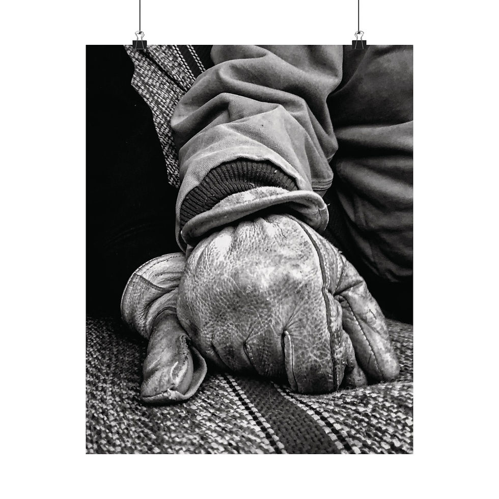 Thumbnail: Matte Poster — Black & White Gloved Hands Photography
