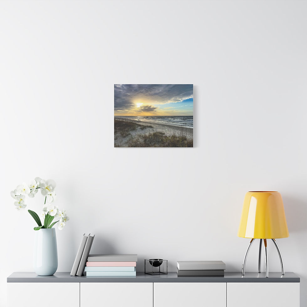 Thumbnail: Sunset Beach Canvas Print — Coastal Ocean Landscape Matte Stretched Wall Art