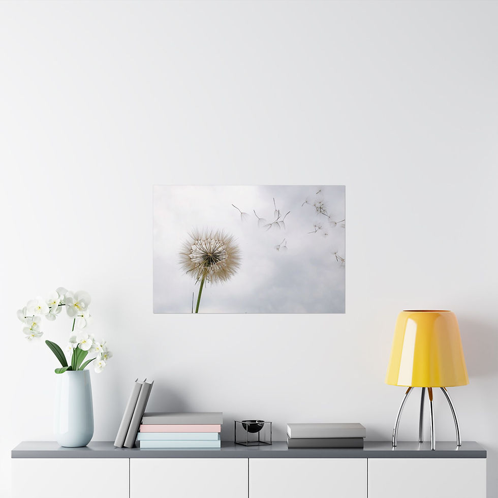 Thumbnail: Dandelion Seed Wish Matte Poster — Minimal Botanical Horizontal Wall Art