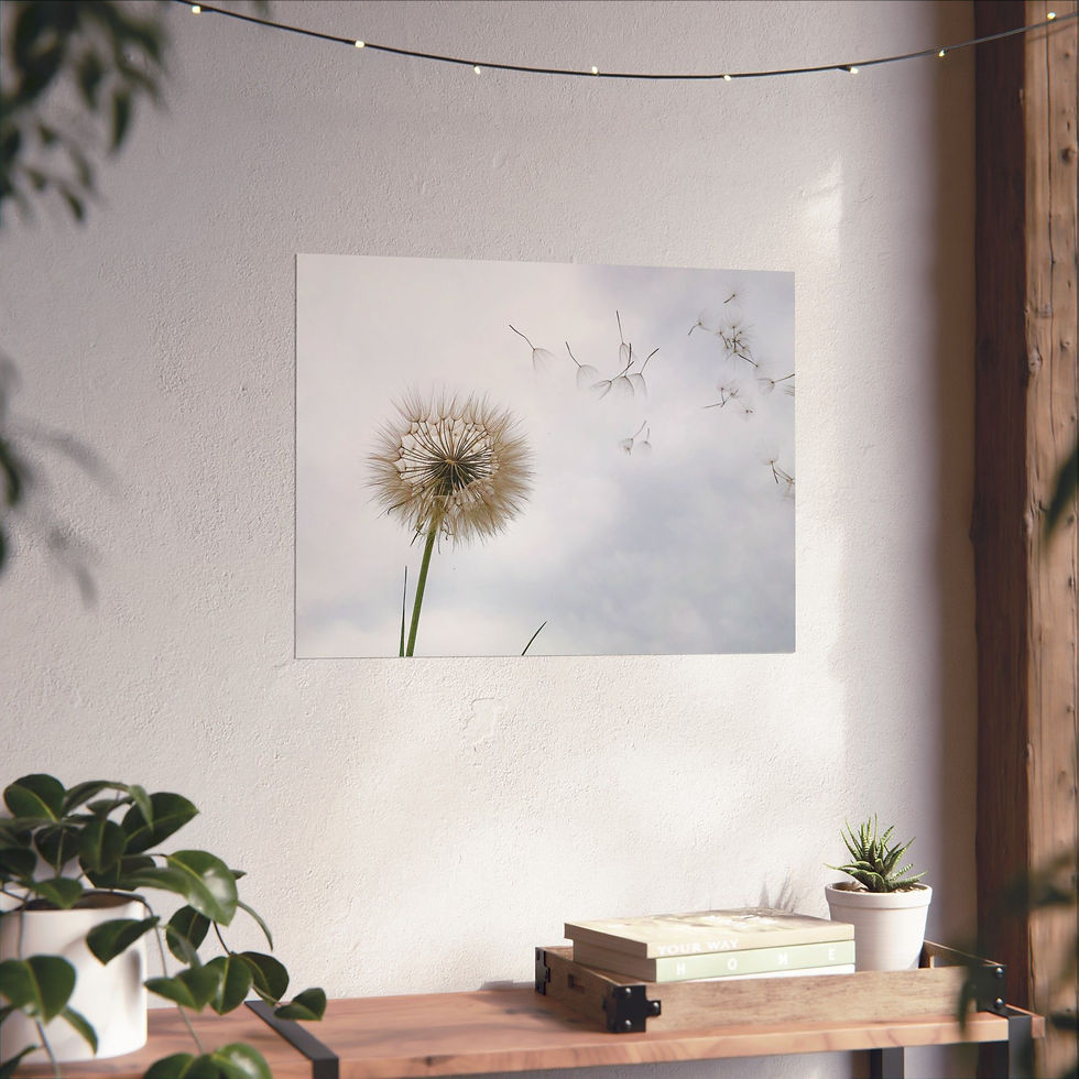 Thumbnail: Dandelion Seed Wish Matte Poster — Minimal Botanical Horizontal Wall Art