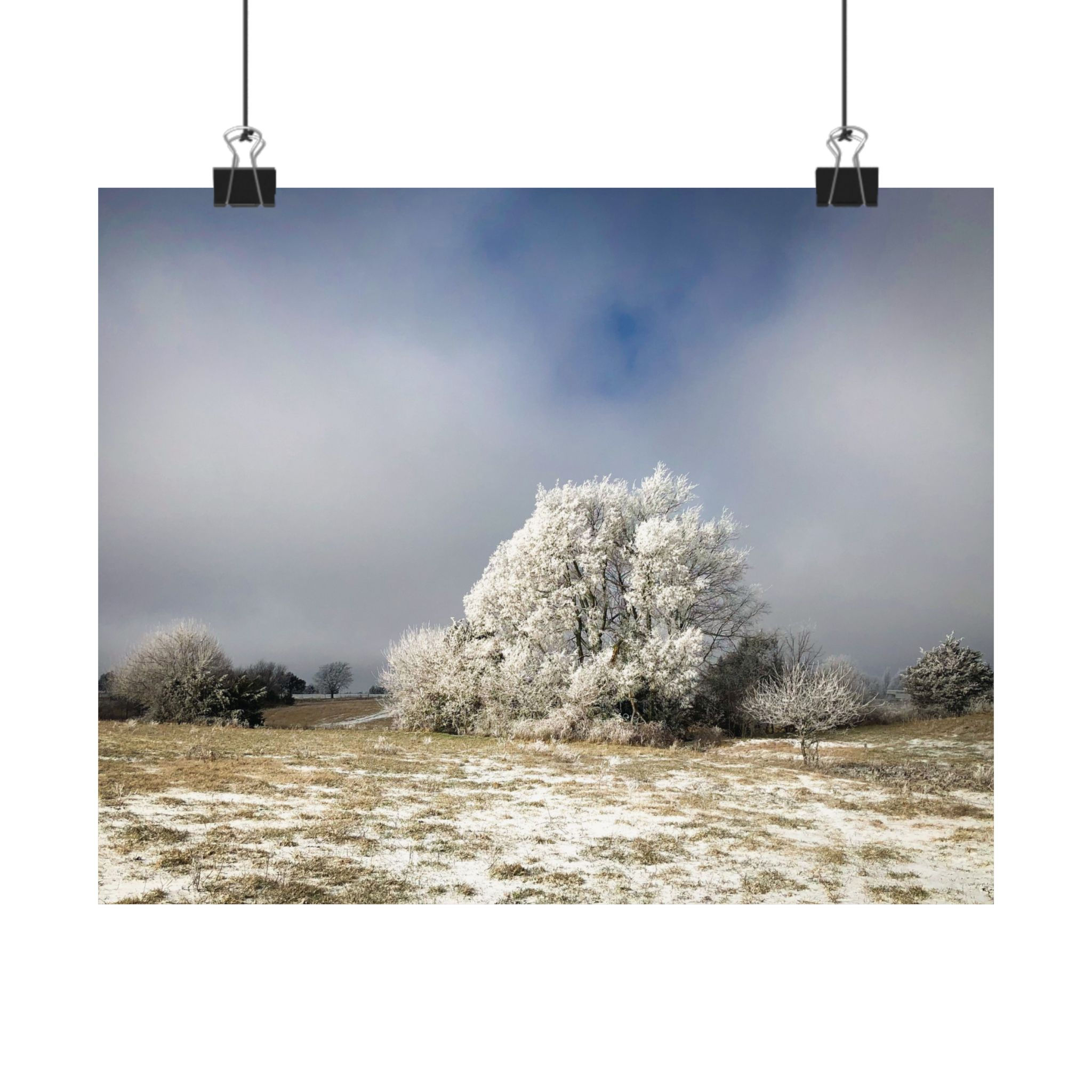 Winter Frost Landscape Poster — Matte Horizontal Nature Wall Art
