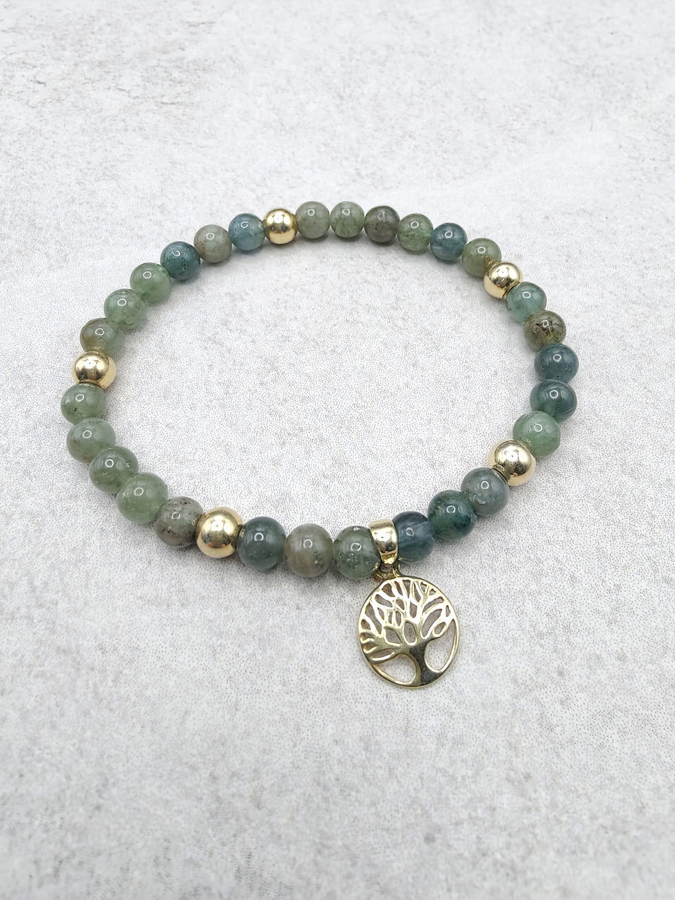 Miniaturbild: Alea | Grüner Apatit Armband mit Lebensbaum Anhänger