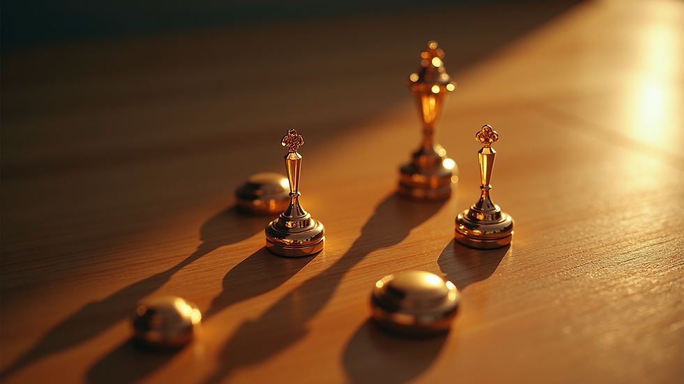 Eye-level view de trofeos con acabados brillantes y diseño personalizado