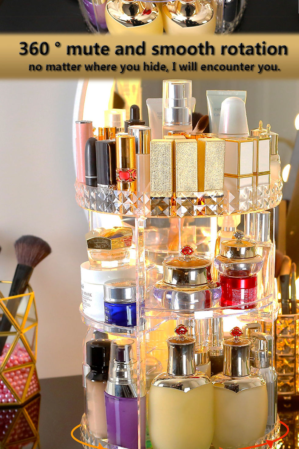 Miniatura: Caixa Organizadora Cosmética Transparente, Rotação de 360 Graus, Multifunções