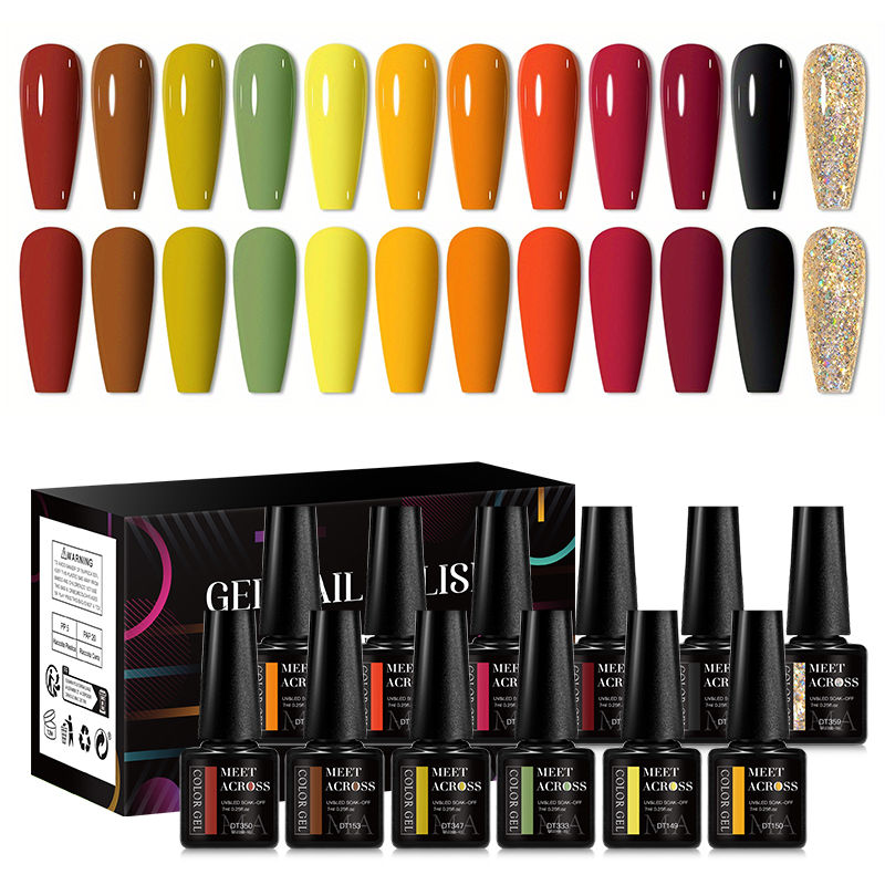 Miniatura: MEET ACROSS 12 Pçs/set 7ml Macaron Gel Unha Polonês Com Caixa Semi Permanente UV