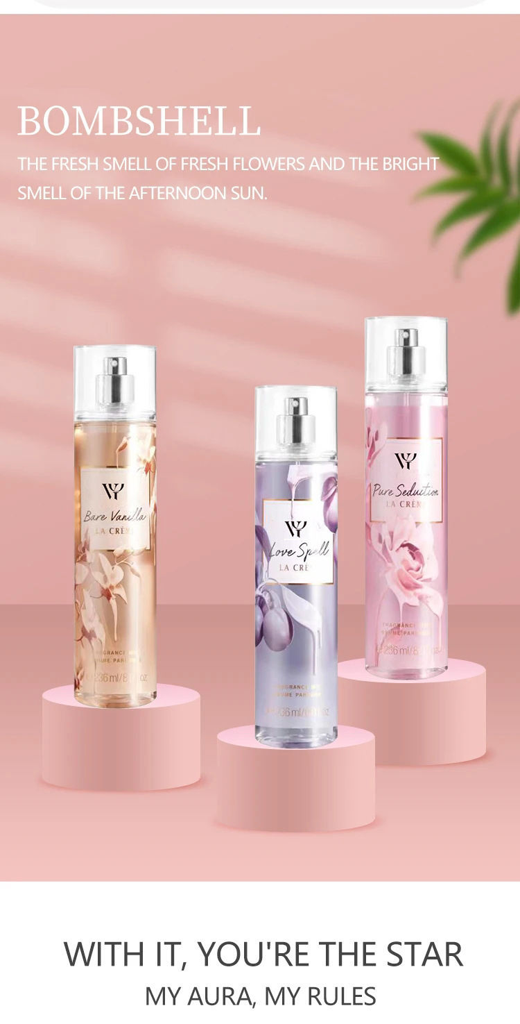 Miniatura: Victoria Body Spray para mulheres, duradouro, fragrância leve, vários sabores, c