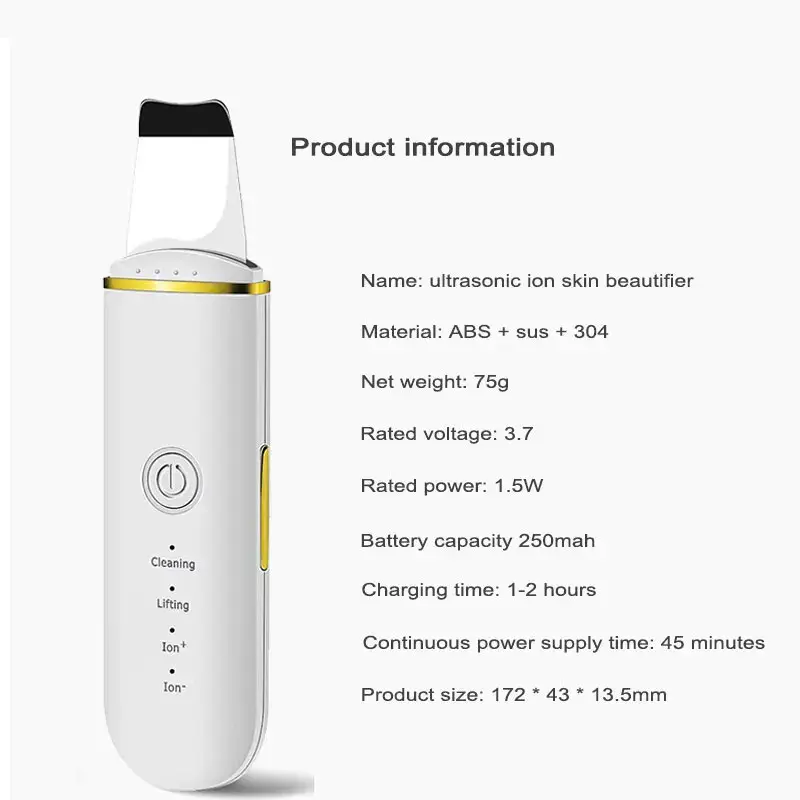 Miniatura: Purificador ultrassônico da pele, limpeza facial de íon