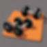 a black floor with an orange yoga mat and exactly 2 of 3lb hand weights sitting on the ora
