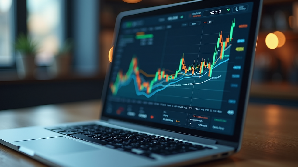 Close-up view of a laptop screen showing real estate market data and analytics