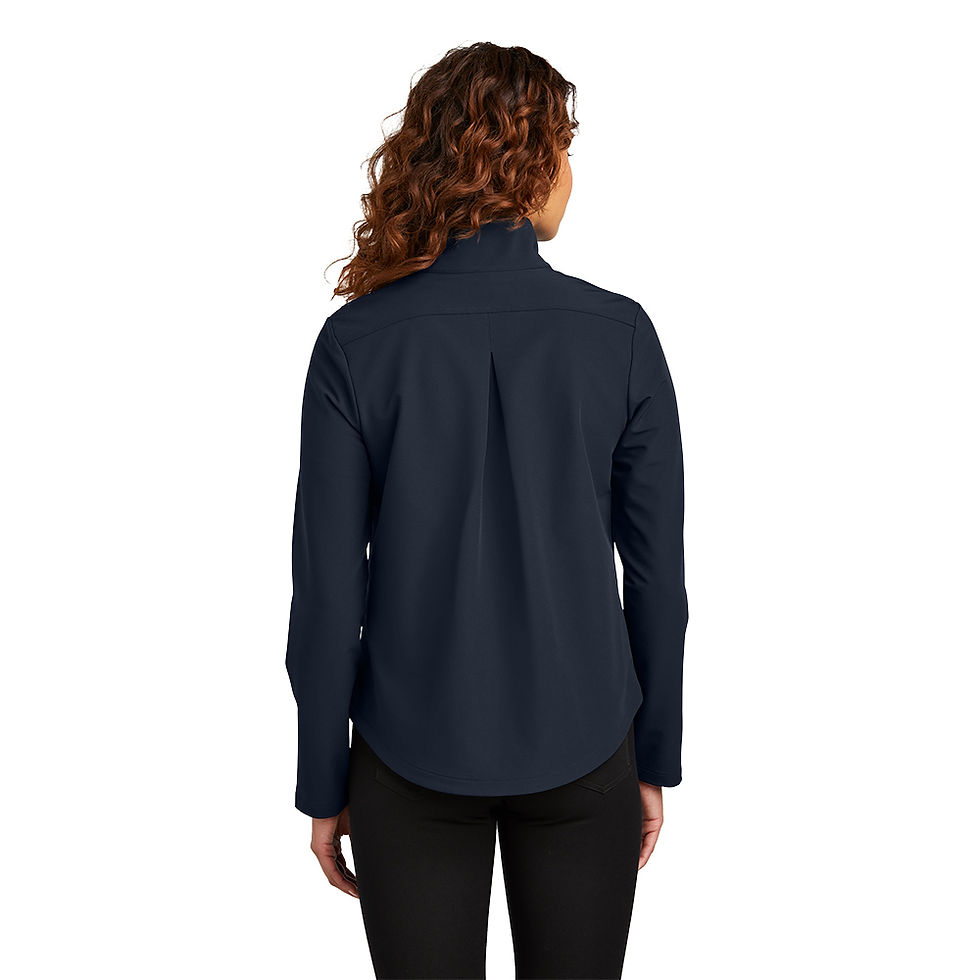 Back view of Mercer+Mettle Ladies Stretch Soft Shell Jacket in night navy