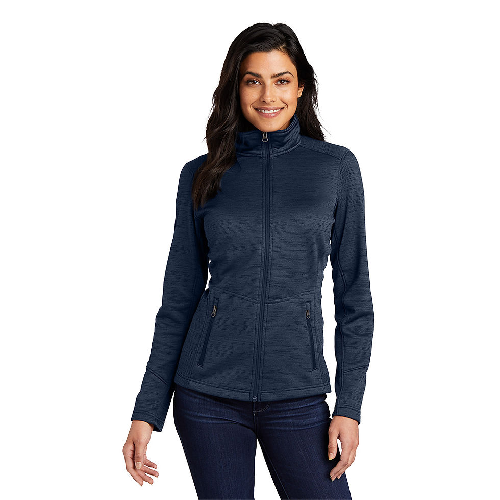 Thumbnail: Front view of Ladies Digi Stripe Fleece Jacket in navy