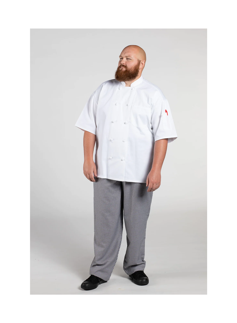 Front view of Antigua With Mesh Chef Coat in white