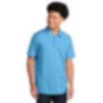 Front view of Men's Moisture Wicking Tri-Blend Polo in pond blue heather