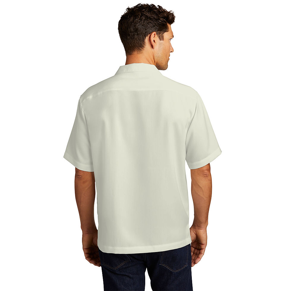 Back view of Men's Easy Care Camp Shirt in ivory