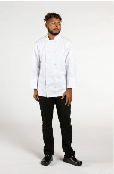 Thumbnail: Front view of Classic Knot Chef Coat in white