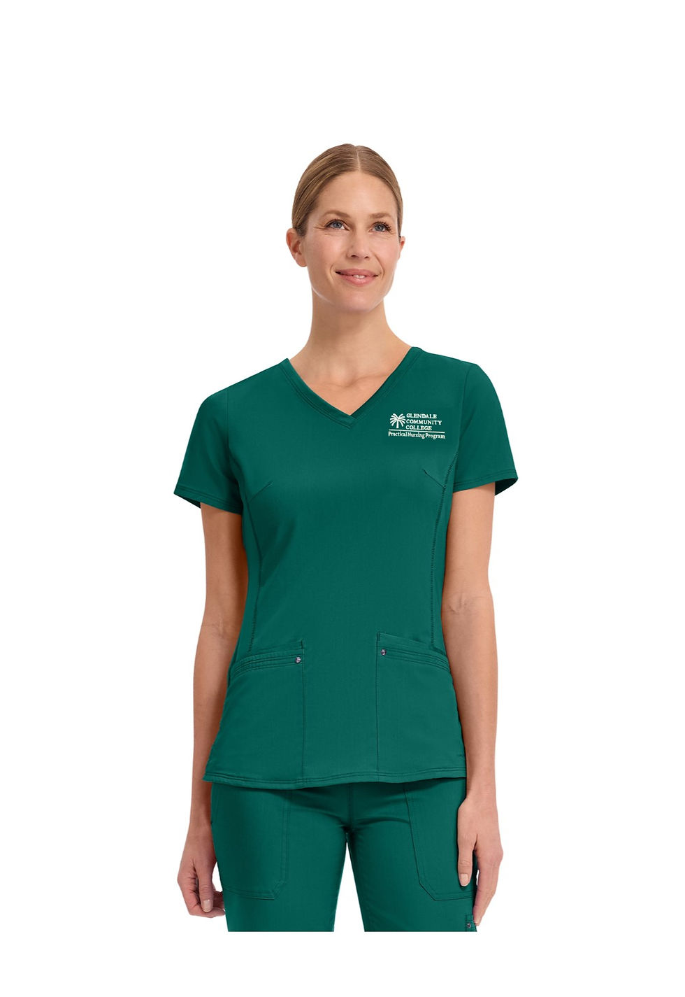 GCC Ladies' Scrub Top--Healing Hands Juliet Yoga Glendale Community College