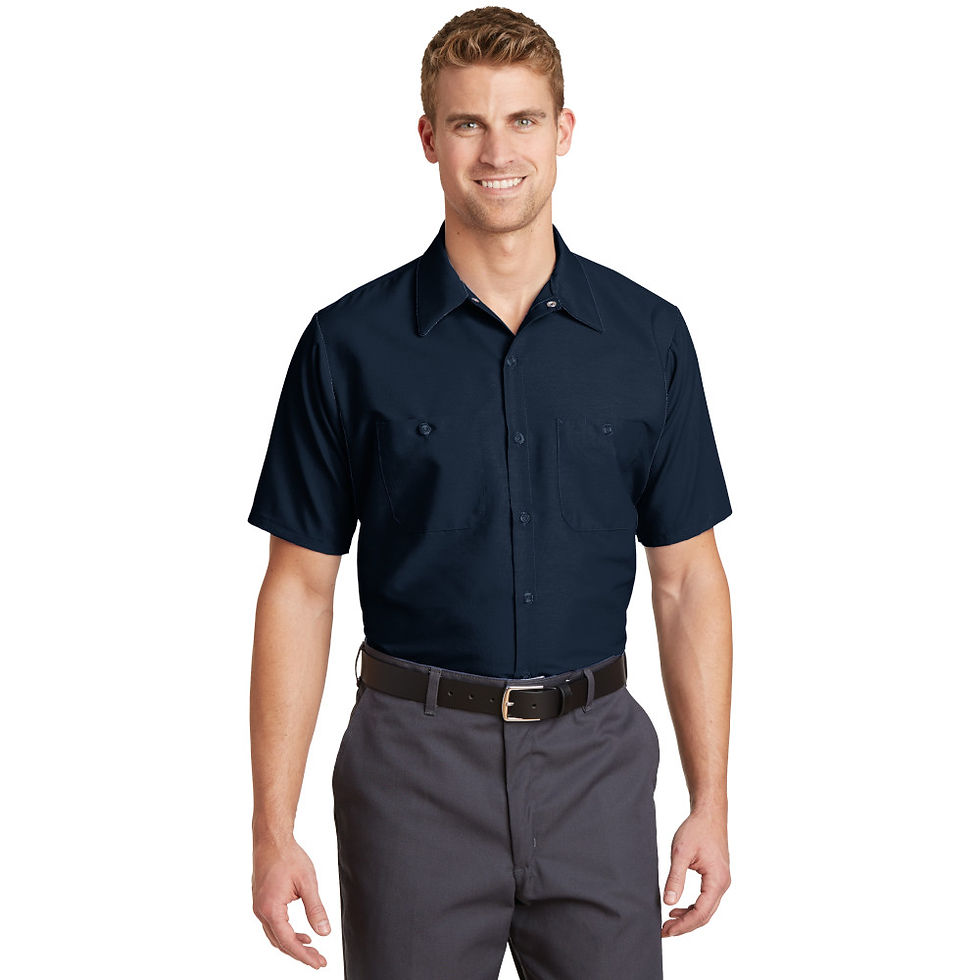 Thumbnail: Front view of Red Kap Short Sleeve Industrial Workshirt, Long Size in navy