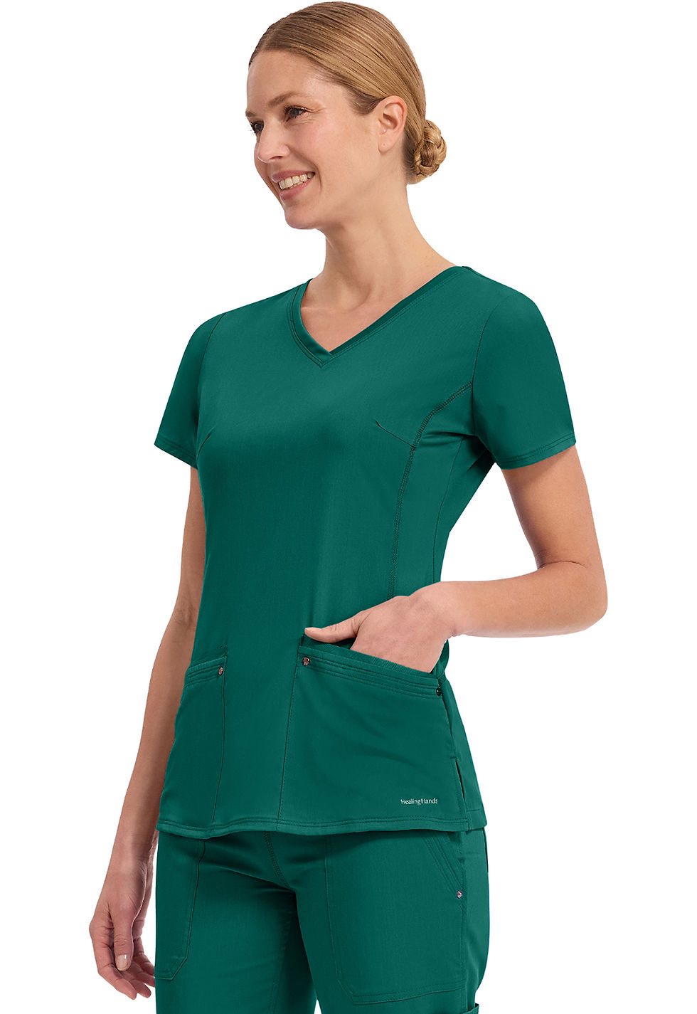 Thumbnail: GCC Ladies' Scrub Top--Healing Hands Juliet Yoga Glendale Community College