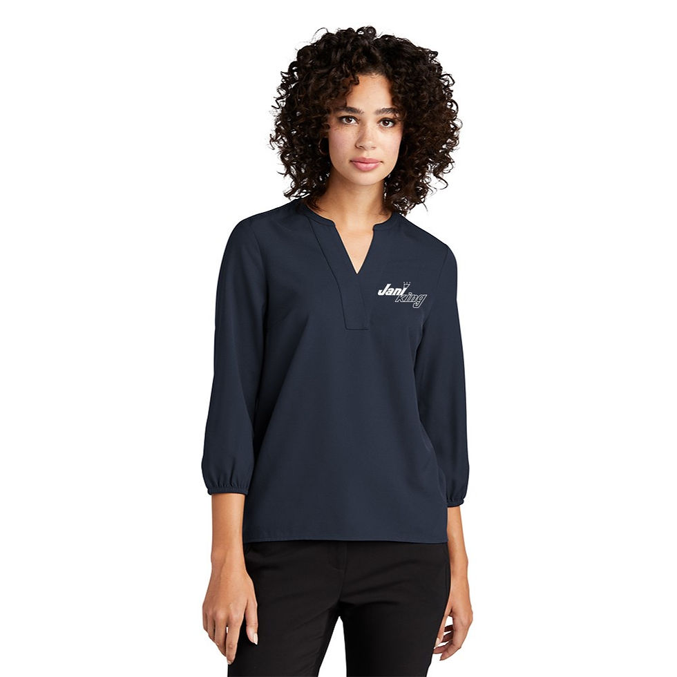 Thumbnail: LMM2011 Mercer+Mettle Ladies Stretch Crepe 3/4-Sleeve Blouse with Logo