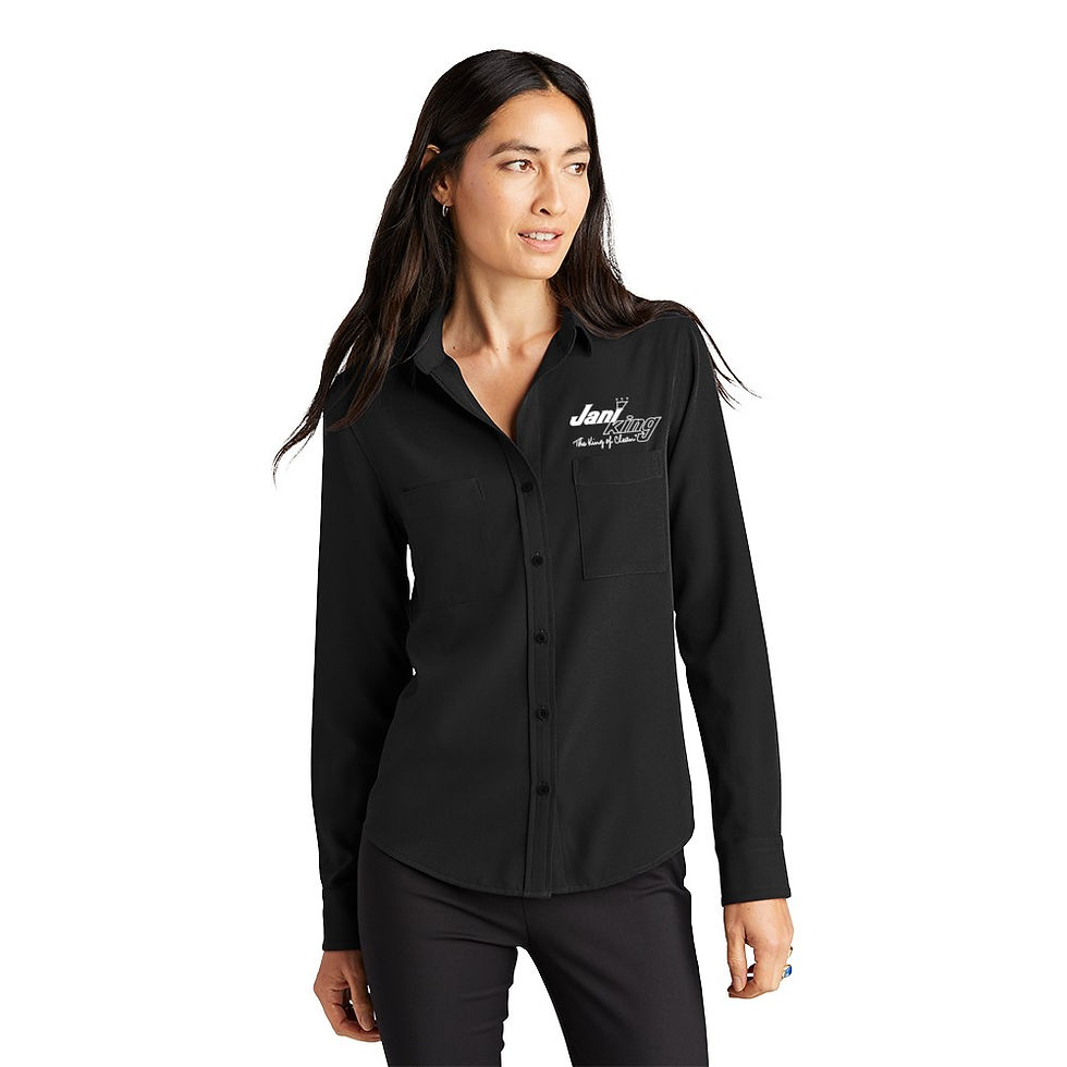 Thumbnail: LMM2013 Mercer+Mettle Ladies Stretch Crepe Long Sleeve Camp Blouse with Logo