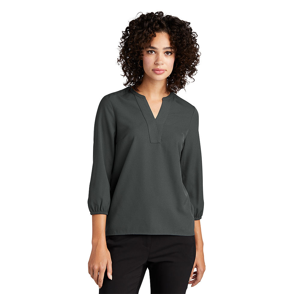 Thumbnail: Front view of Mercer+Mettle Ladies Stretch Crepe 3/4-Sleeve Blouse
