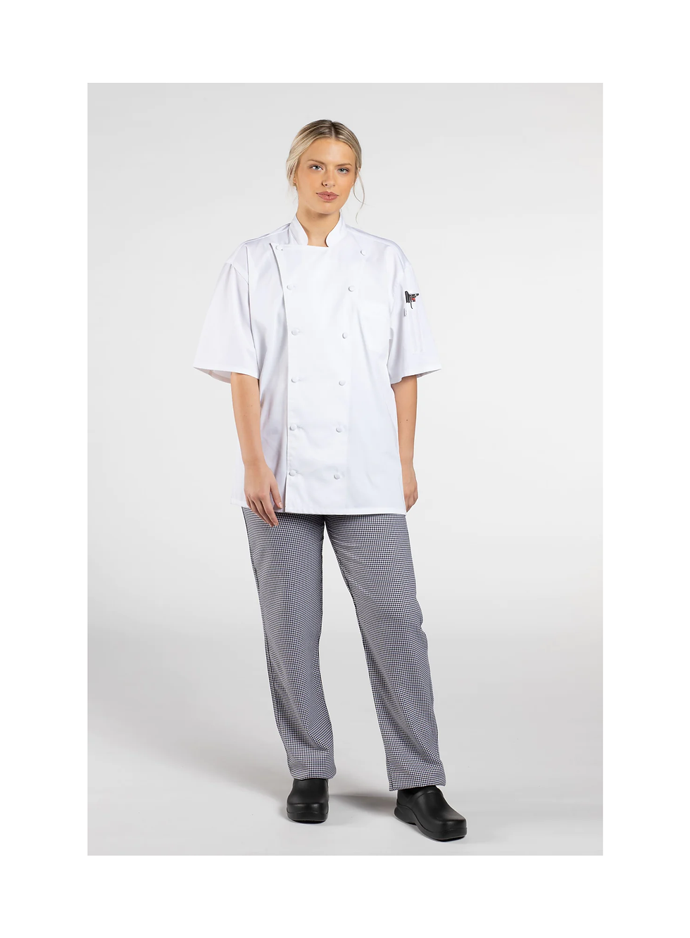 Front view of Aruba Chef Coat with Mesh Back in white