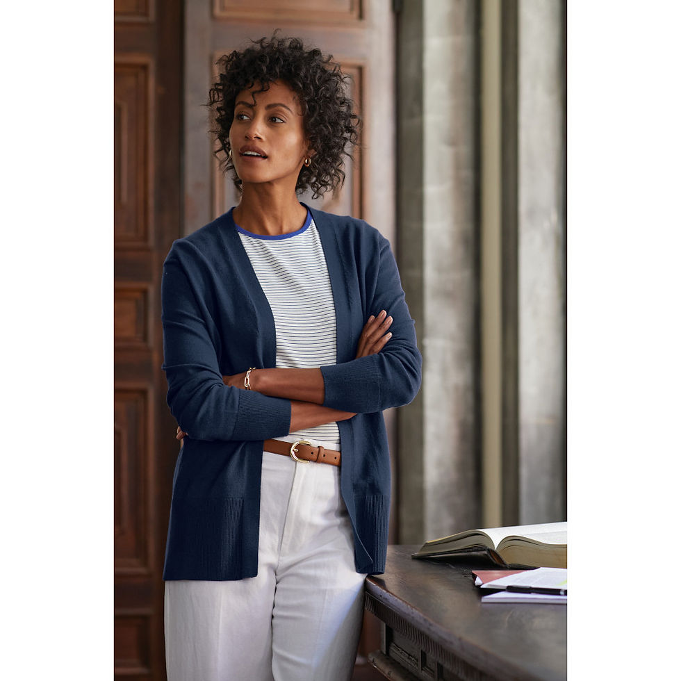 Thumbnail: LBB18403 Brooks Brothers Women’s Cotton Stretch Long Cardigan with Logo