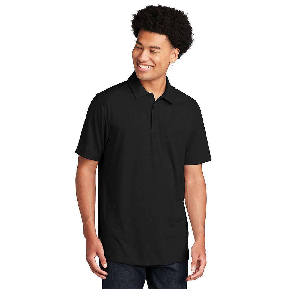 Thumbnail: Front view of Men's Moisture Wicking Tri-Blend Polo in black