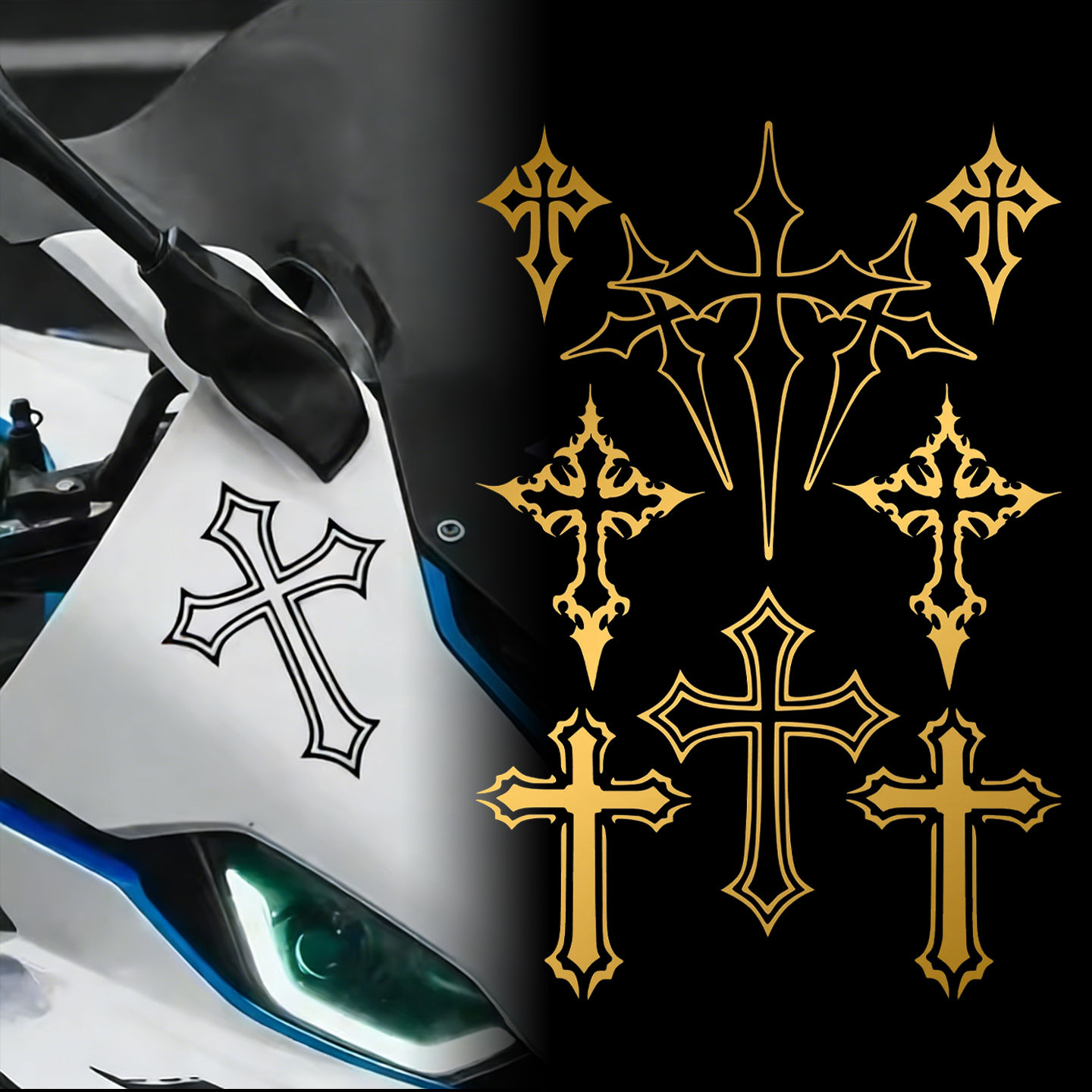 GOTHIC CROSS Vinyl Decal Pack (Waterproof / Weatherproof)
