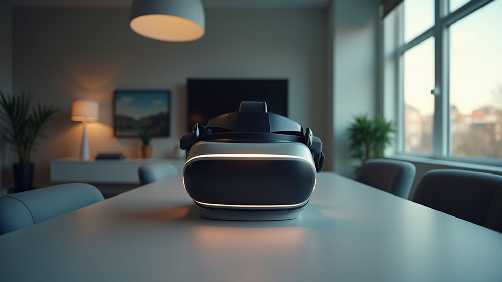Eye-level view of a VR headset setup in a modern room