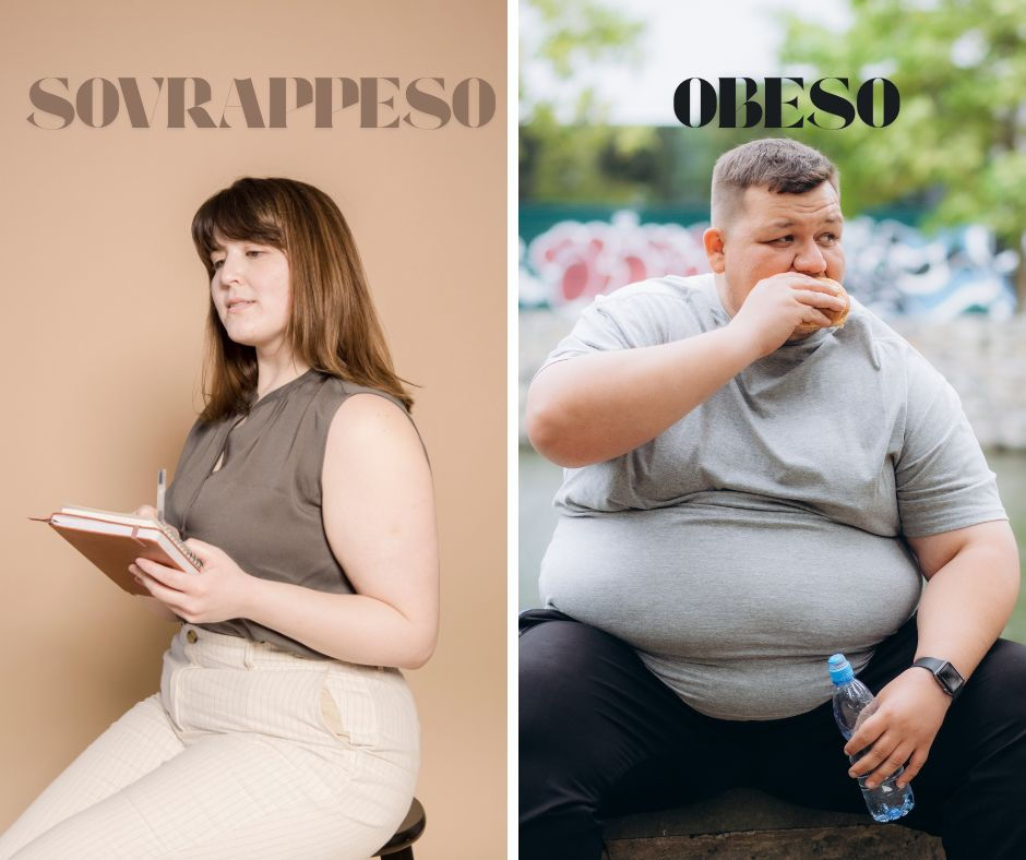 donna in sovrappeso e uomo obeso