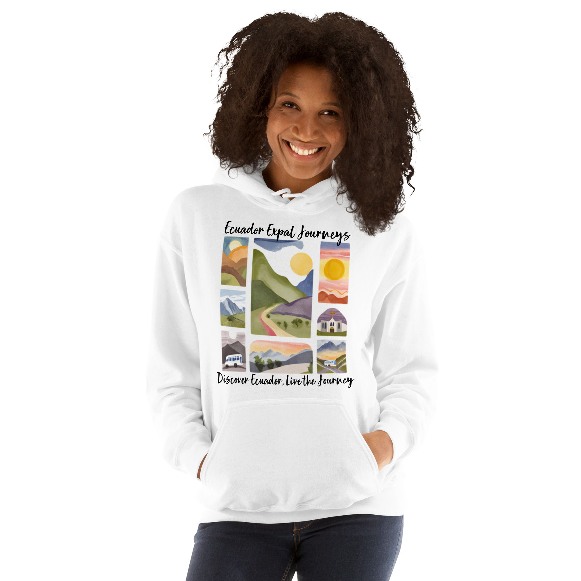 Watercolor Design Hoodie - White