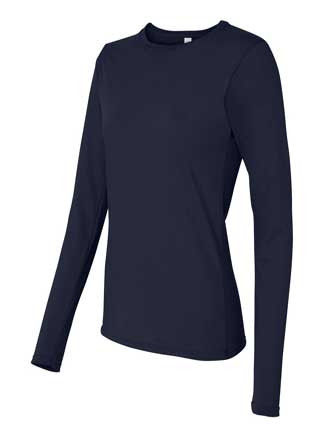 Gildan 5400L Missy Fit Long Sleeve T-Shirt – Heavy Cotton, Navy, X-Large, Taped Neck, First Quality - View #14