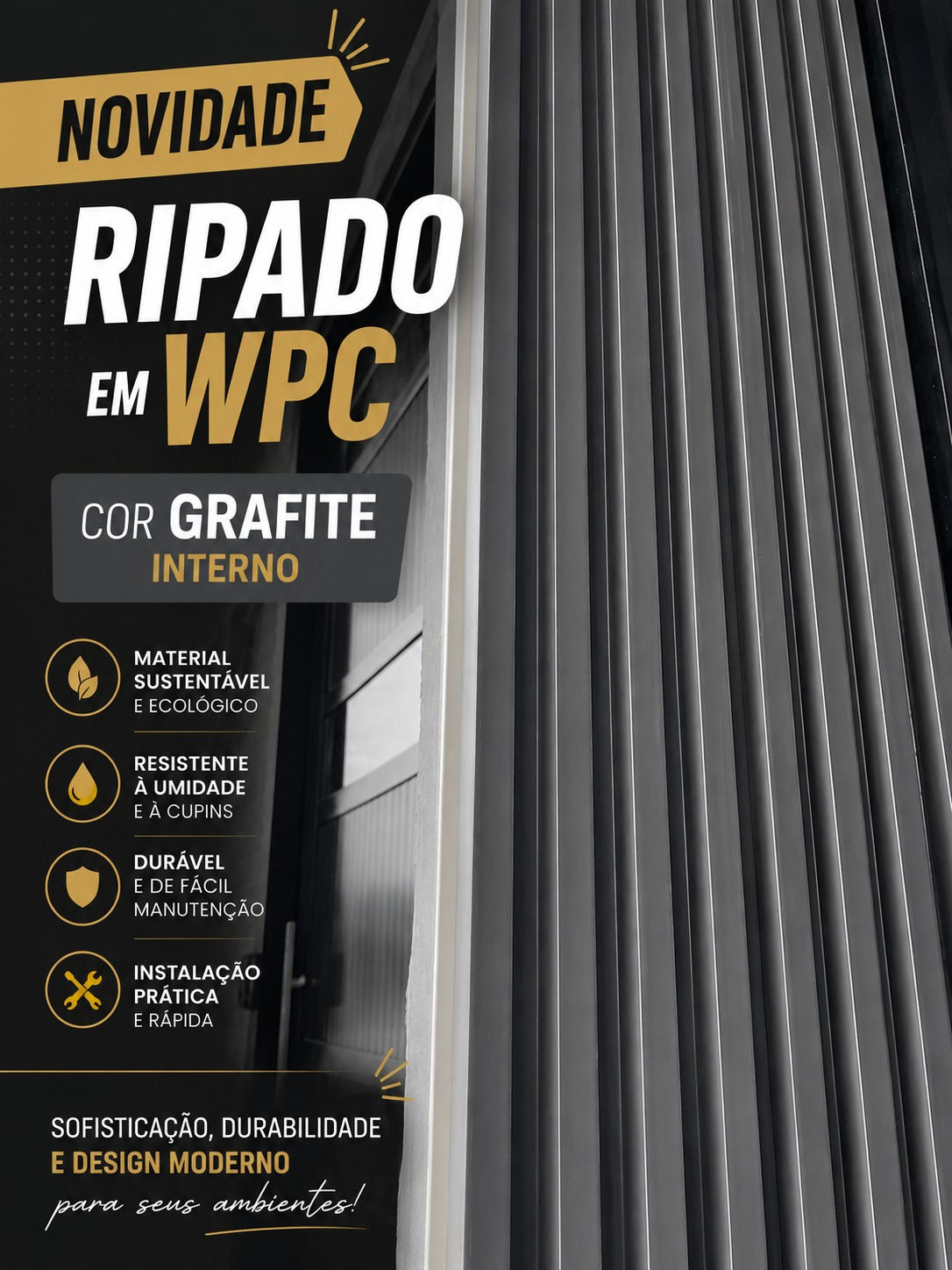 Painel Ripado GRAFITE 160x24x2900