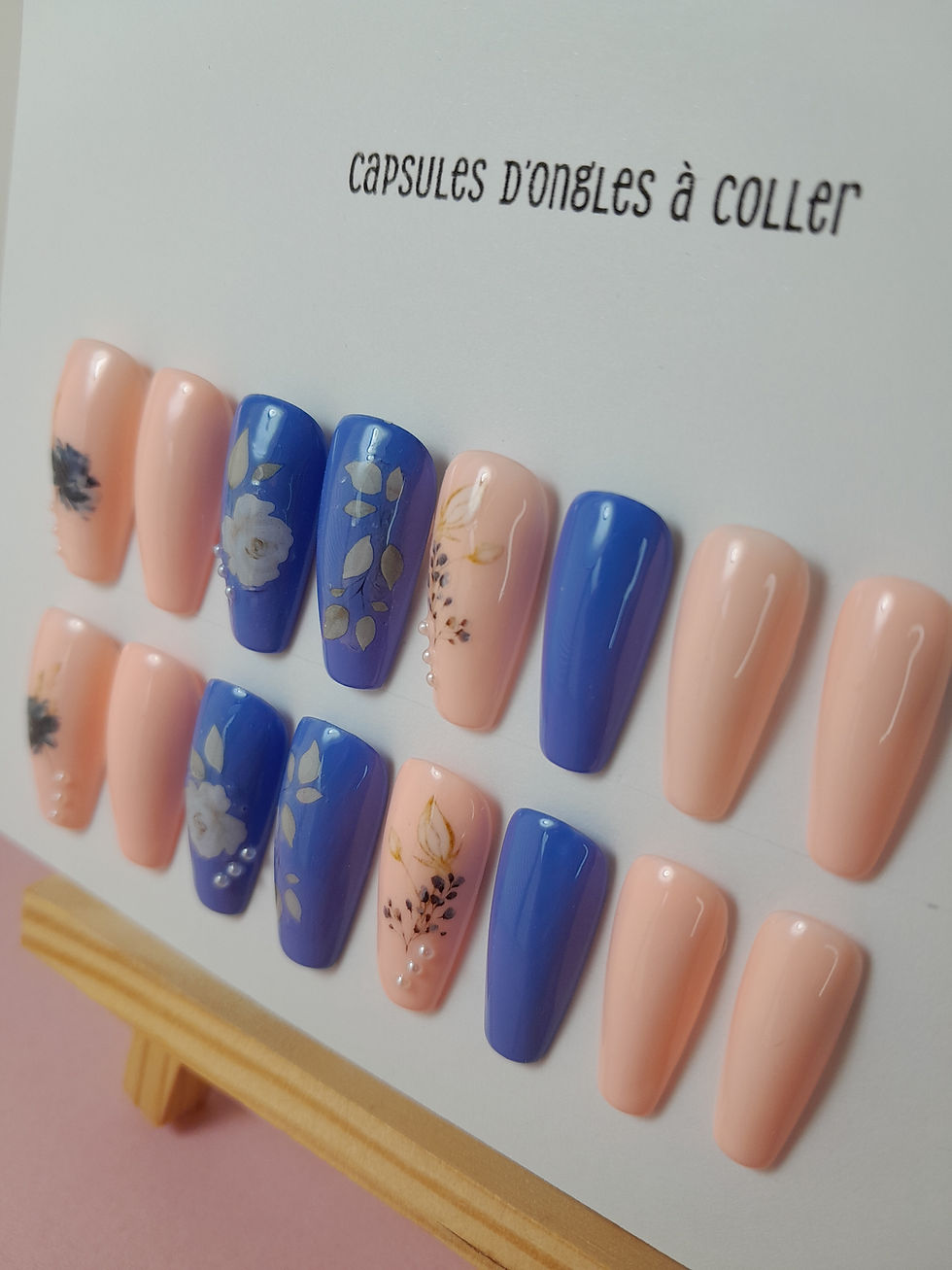 Miniature : Press On Nails Fleurs bleus