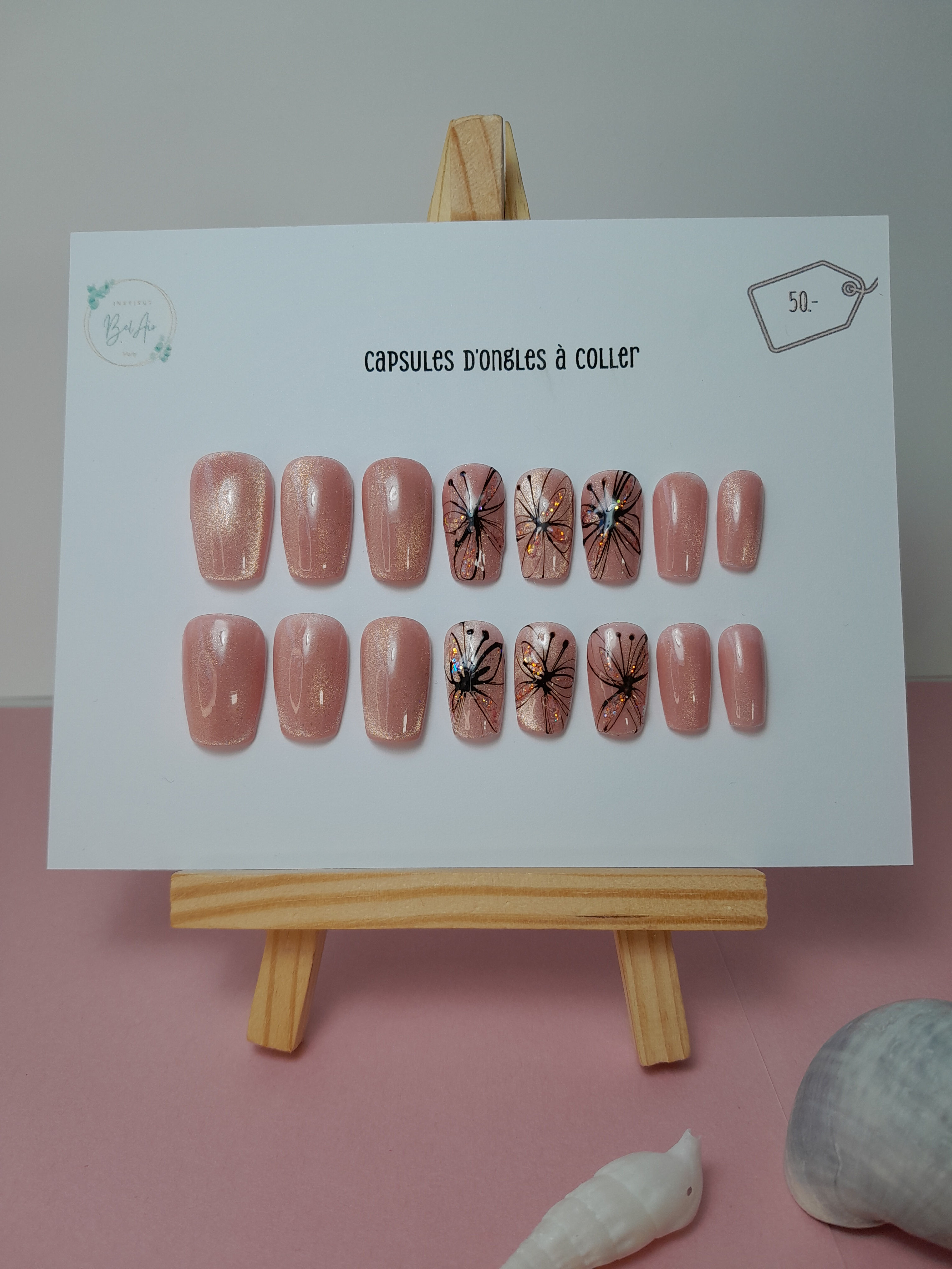 Press On Nails Pink Cat Eye
