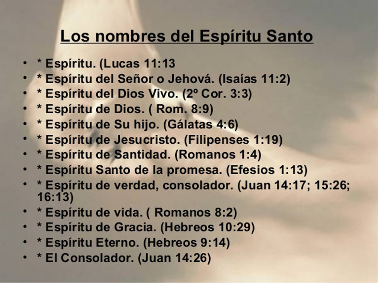 LOS NOMBRES Y LA NATURALEZA DEL ESPÍRITU SANTO