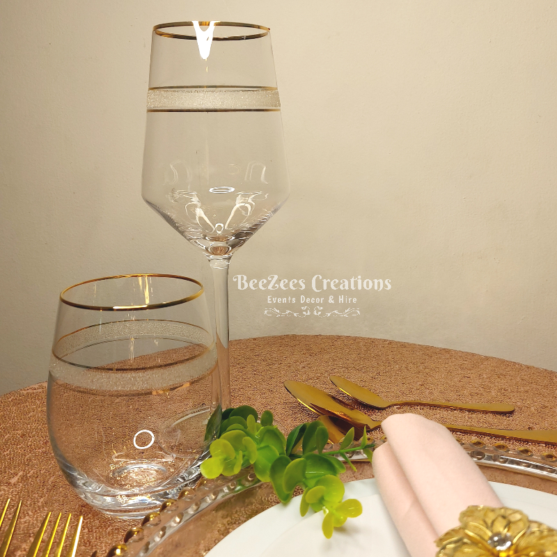 Thumbnail: Gold- Crystal Rimmed Glassware